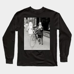 Boy with a Bicycle, 1922. Vintage Photo Long Sleeve T-Shirt